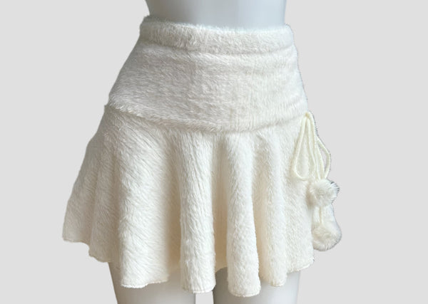 Fluffy High-Waisted Flared Mini Skirts