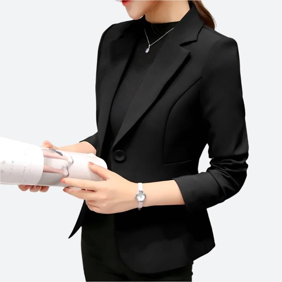 Single-Button Tailored Professional Blazer Jacket
