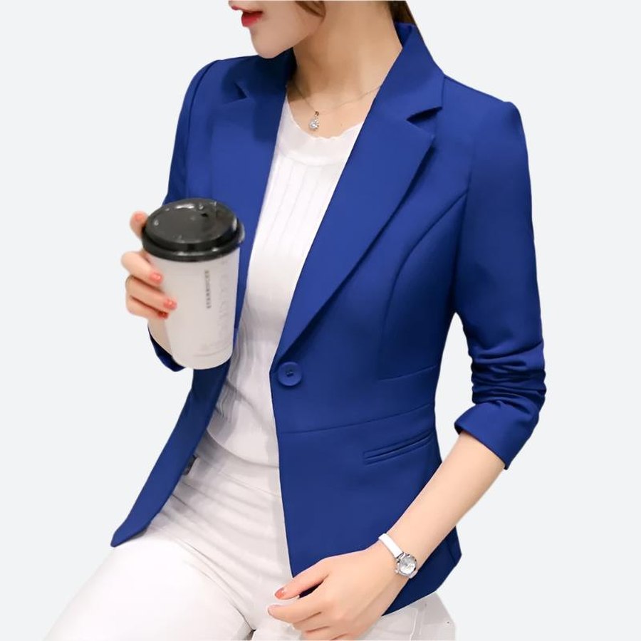Single-Button Tailored Professional Blazer Jacket