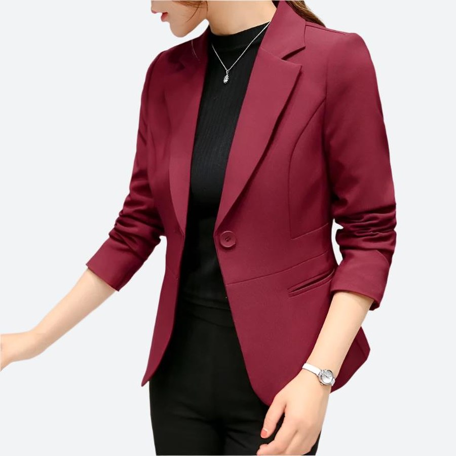 Single-Button Tailored Professional Blazer Jacket