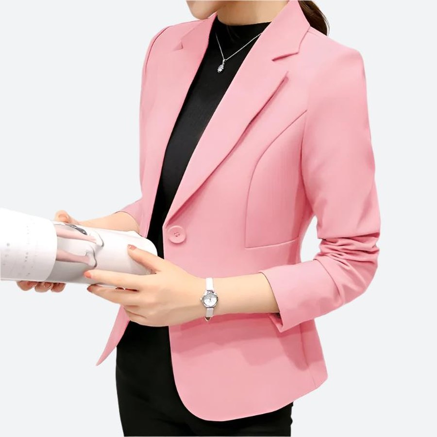 Single-Button Tailored Professional Blazer Jacket