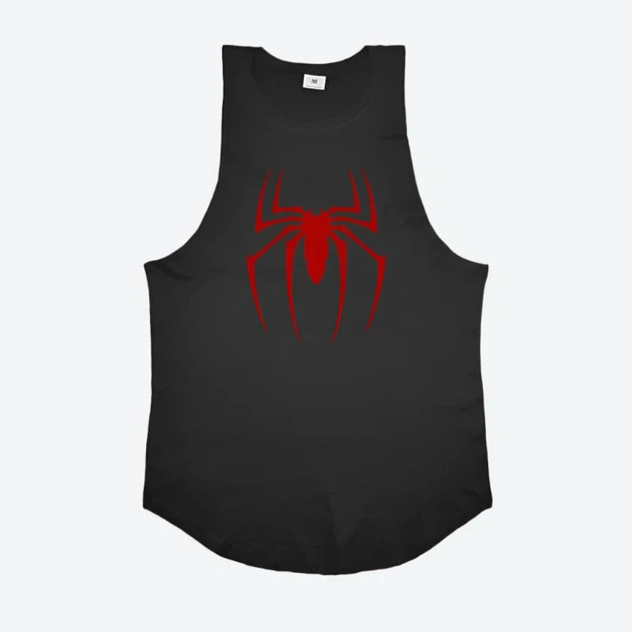 Sleek Graphic Spider Print Tank Tops