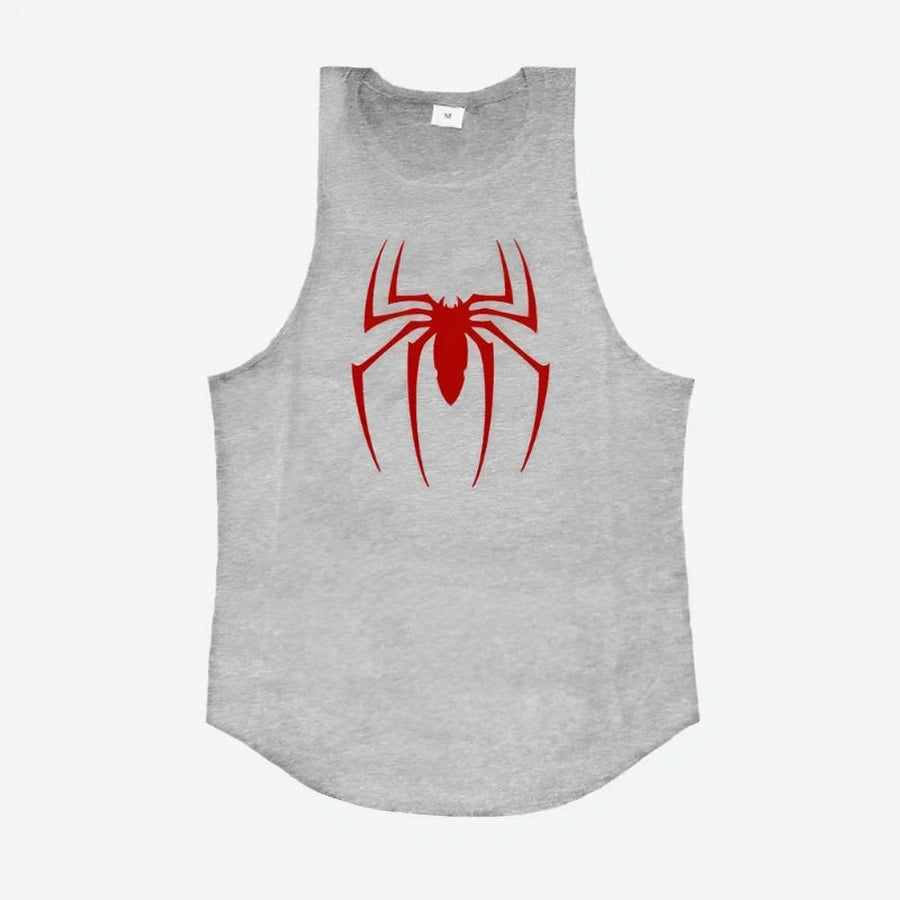 Sleek Graphic Spider Print Tank Tops