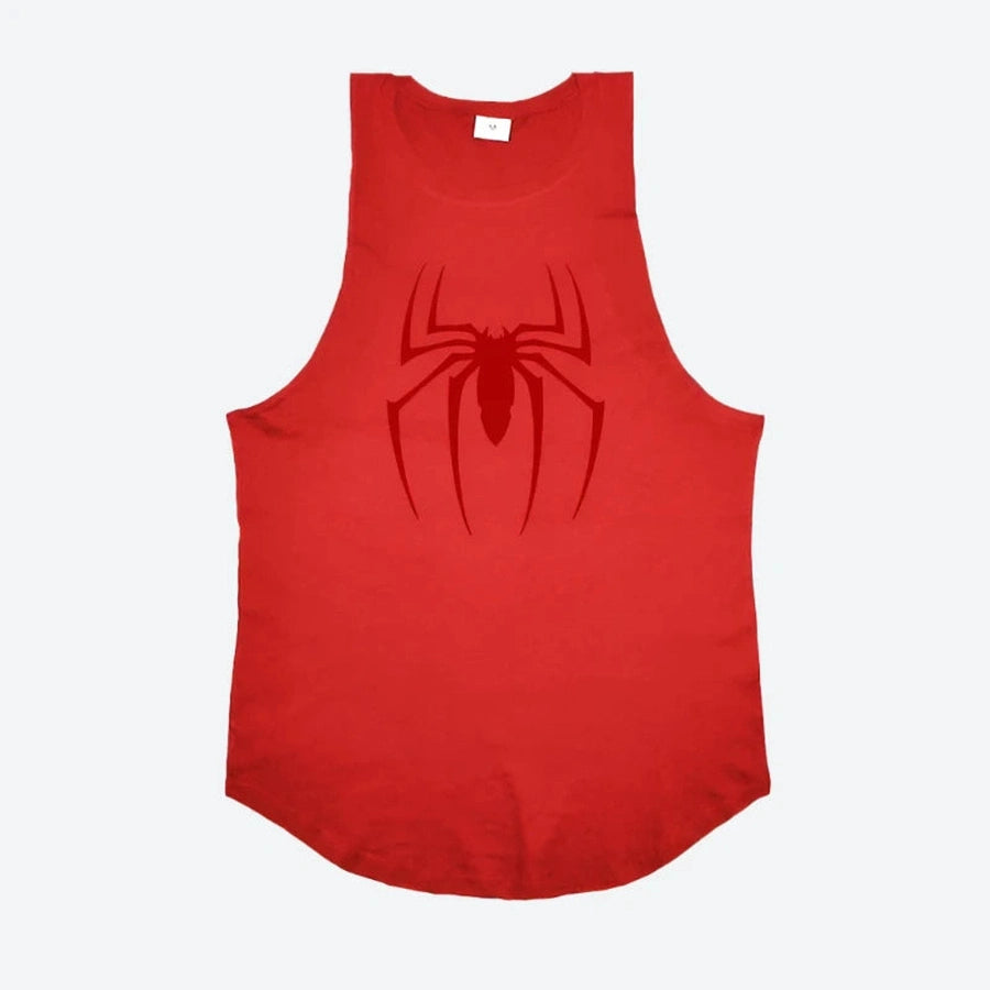 Sleek Graphic Spider Print Tank Tops