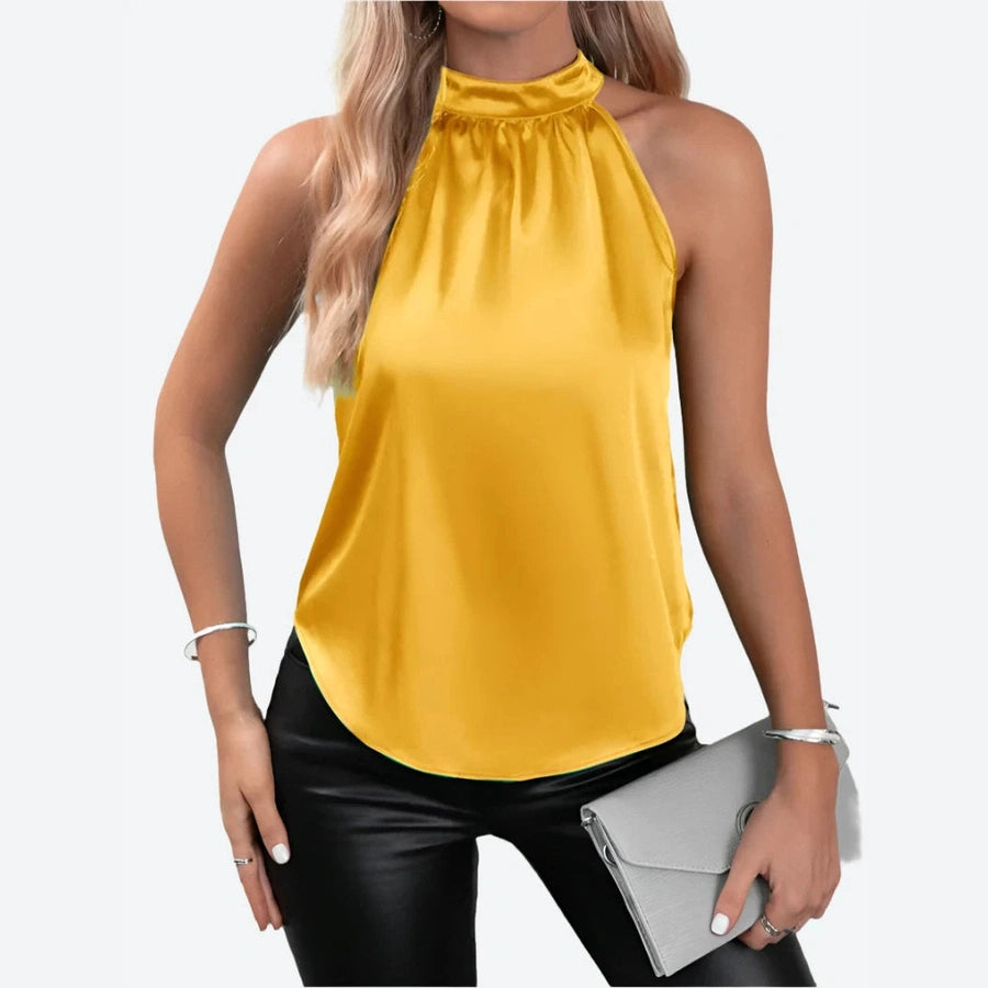 Sleek Halter Neck Satin Blouses