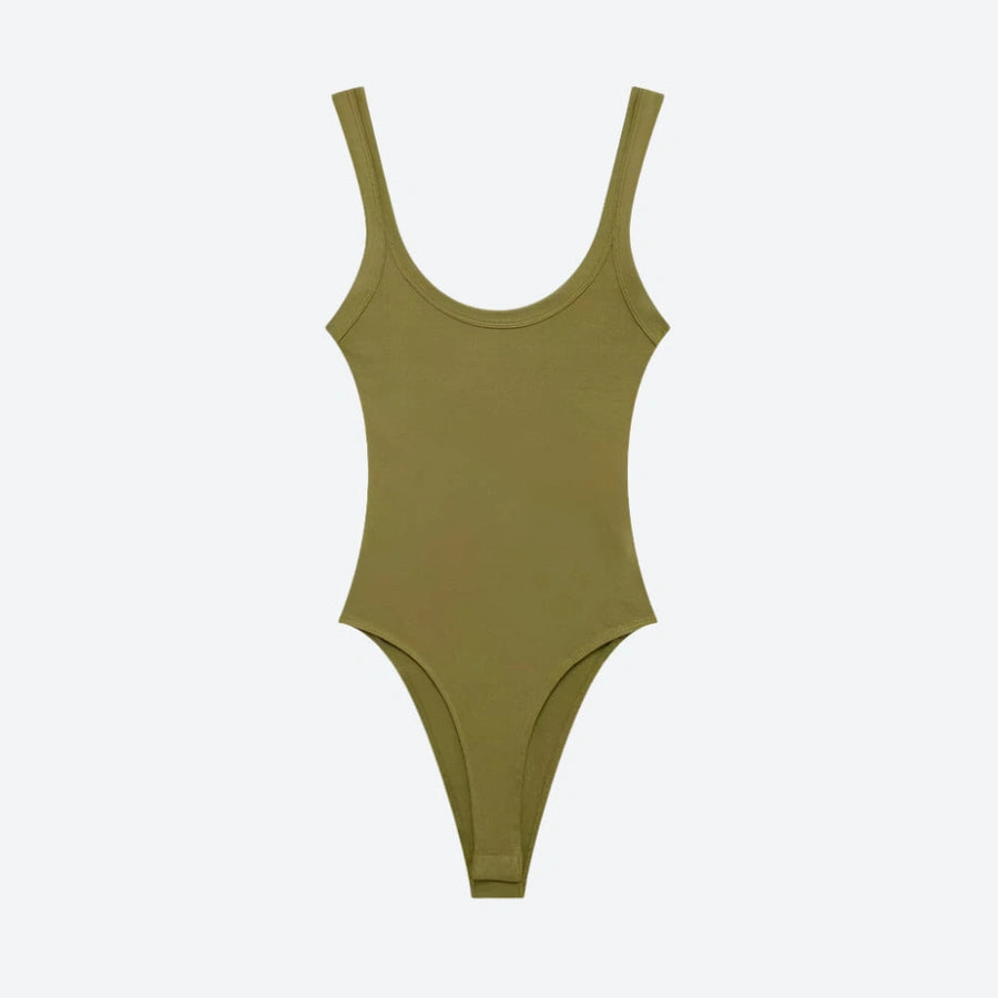 Sleeveless Scoop-Neck Stretchy Knit Bodysuits