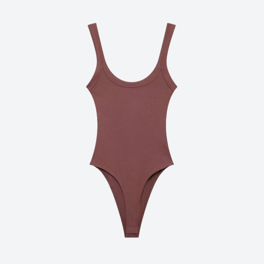 Sleeveless Scoop-Neck Stretchy Knit Bodysuits