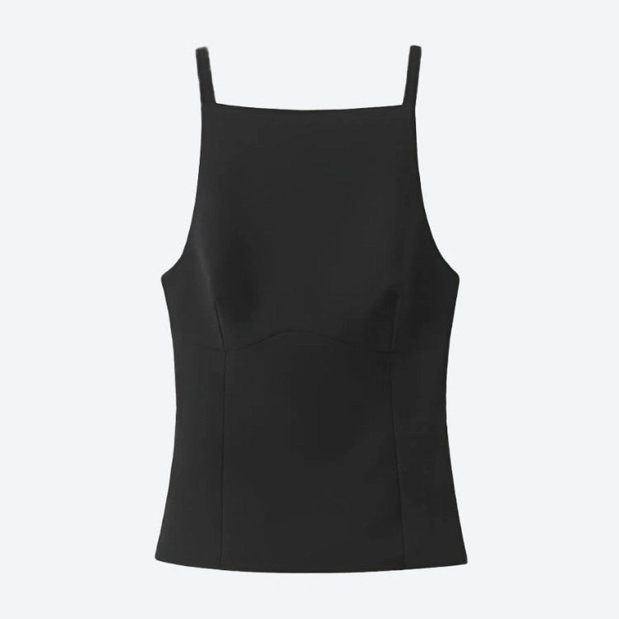Sleeveless Velvet Square Neck Tops