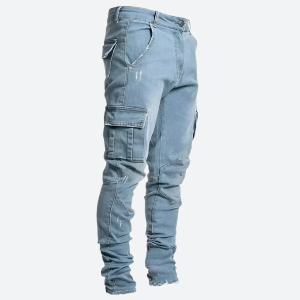 Slim Distressed Cargo Denim Jeans