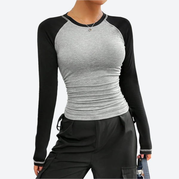 Slim-Fit Long-Sleeve Contrast T-Shirts