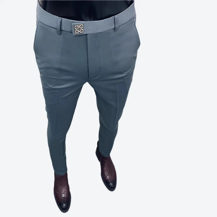 Slim-Fit Tailored Belted Dress Pants