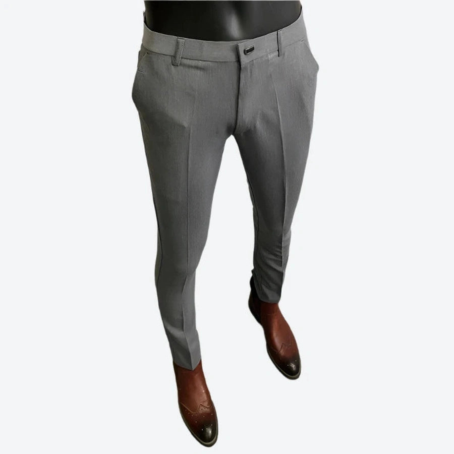 Slim-Fit Tailored Belted Dress Pants