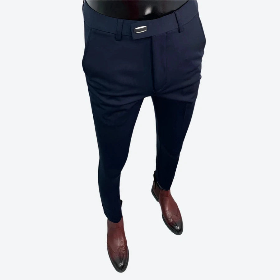 Slim-Fit Tailored Belted Dress Pants