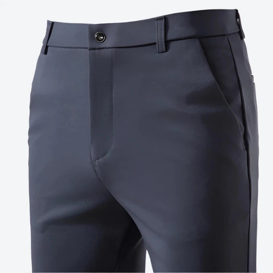 Smart Slim-Fit Buttoned Waist Dress Pants