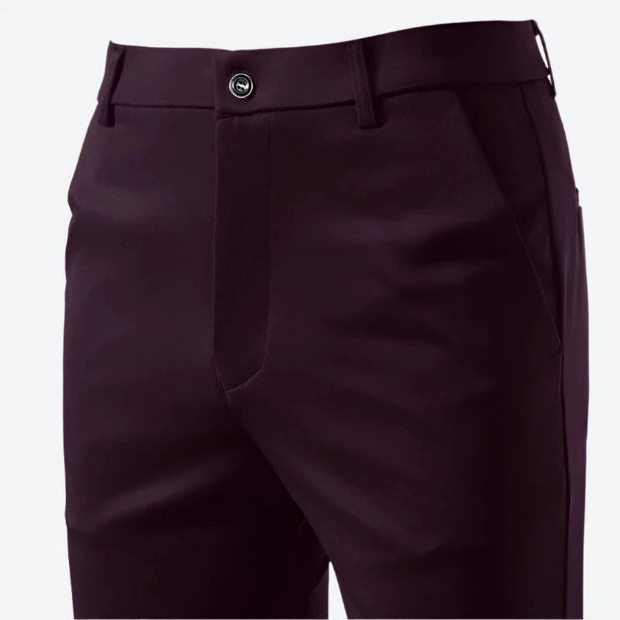 Smart Slim-Fit Buttoned Waist Dress Pants