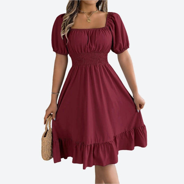 Smocked Square-Neck Puff Sleeve Dresses