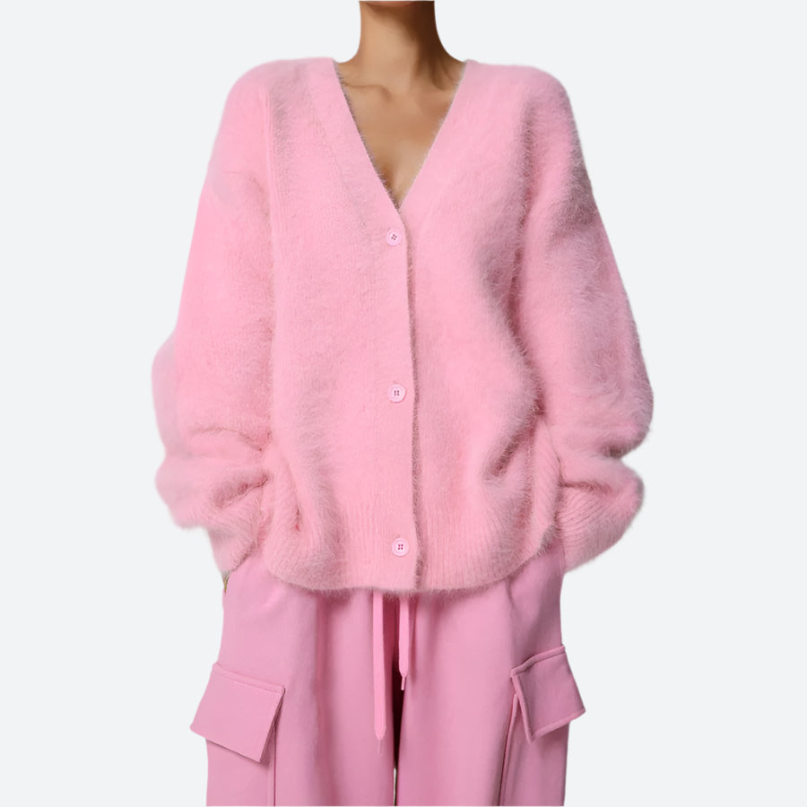 Soft Fluffy Button-Up Knit Cardigans