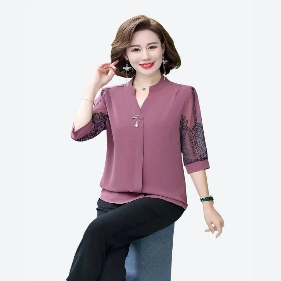 Sophisticated Lace Sleeve Office Blouses