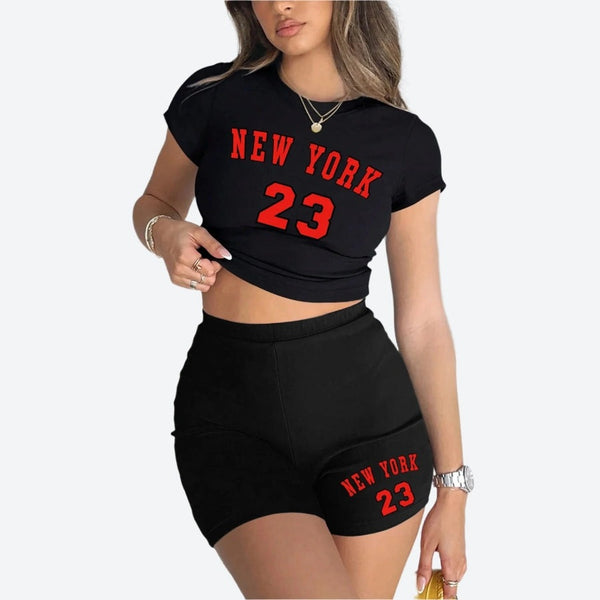 Sporty Graphic Two-Piece Shorts Set