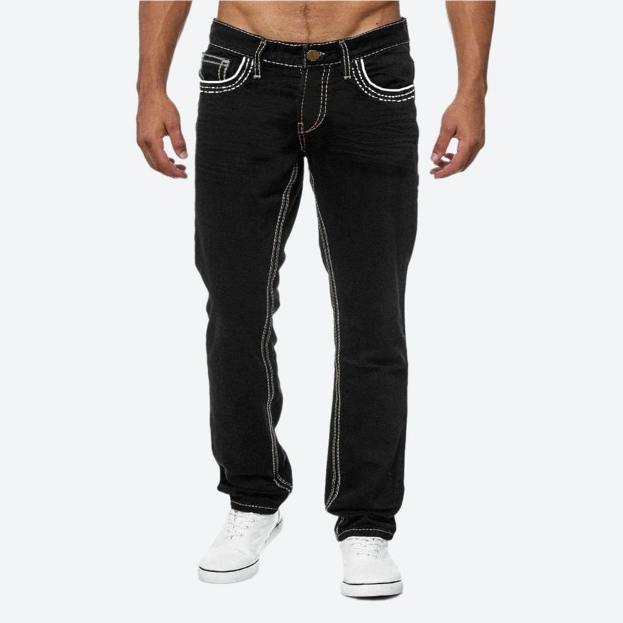 Straight Fit Contrast Stitch Denim Jeans