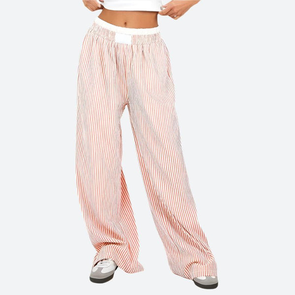 Striped Wide Leg Relaxed Fit Pants