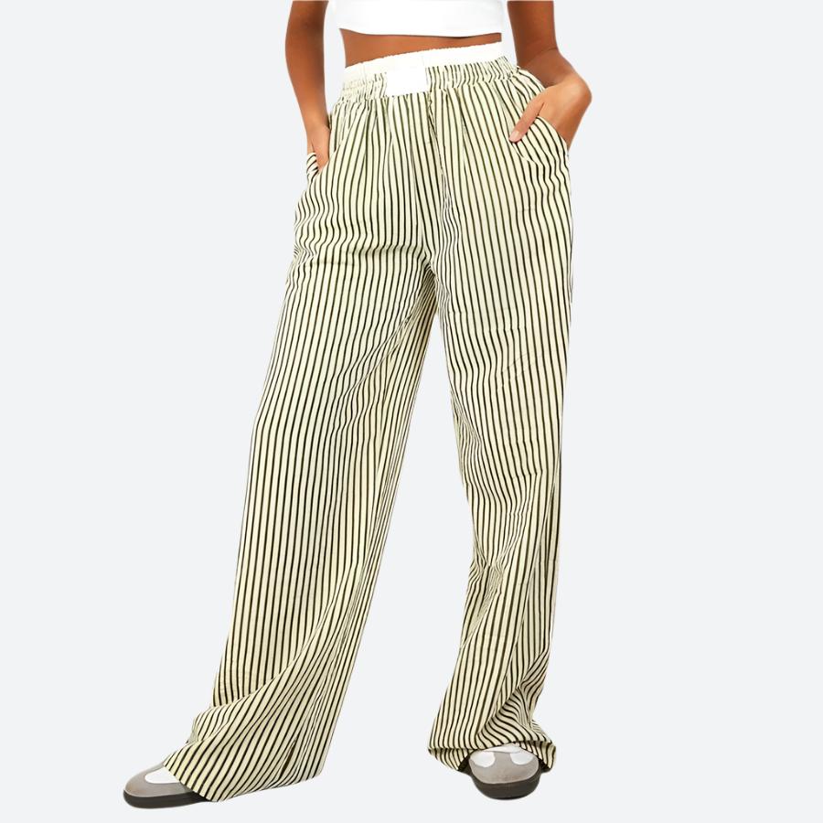 Striped Wide Leg Relaxed Fit Pants