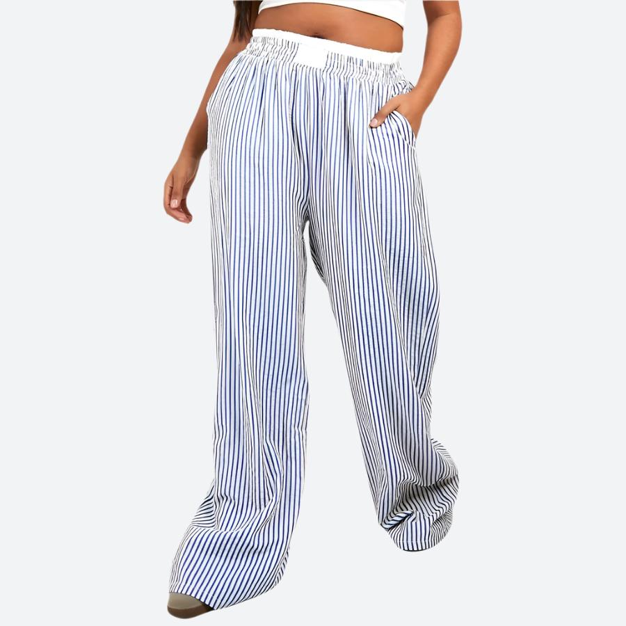 Striped Wide Leg Relaxed Fit Pants