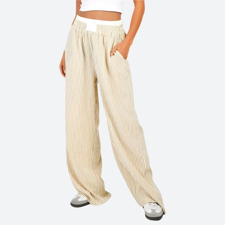 Striped Wide Leg Relaxed Fit Pants