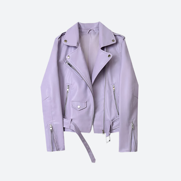 Stylish Belted Faux Leather Biker Jackets