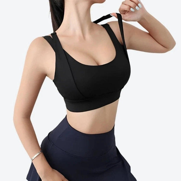 Stylish Double-Strap Sports Crop Bras