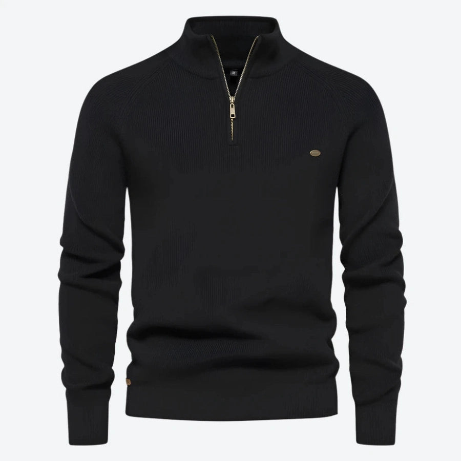 Stylish Half-Zip High-Collar Knit Sweaters