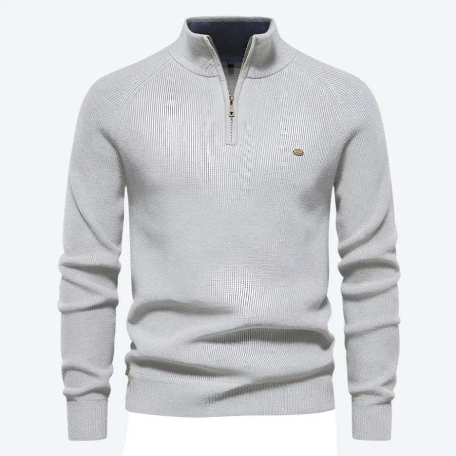 Stylish Half-Zip High-Collar Knit Sweaters