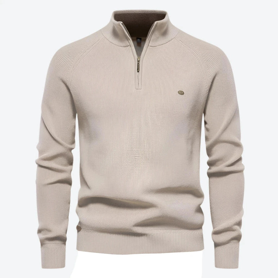 Stylish Half-Zip High-Collar Knit Sweaters