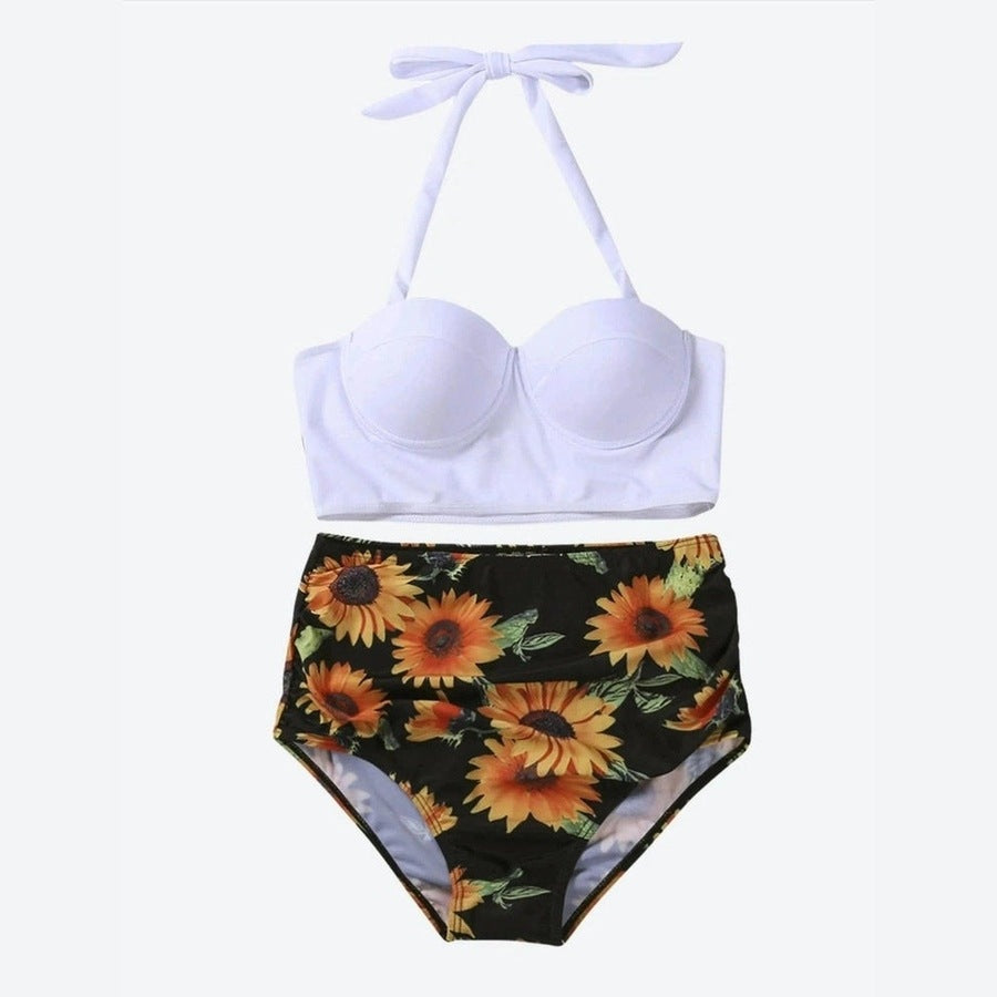 Stylish High-Waisted Floral Bikini Set