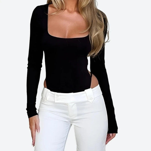 Stylish Long Sleeve Cut-Out Bodysuits
