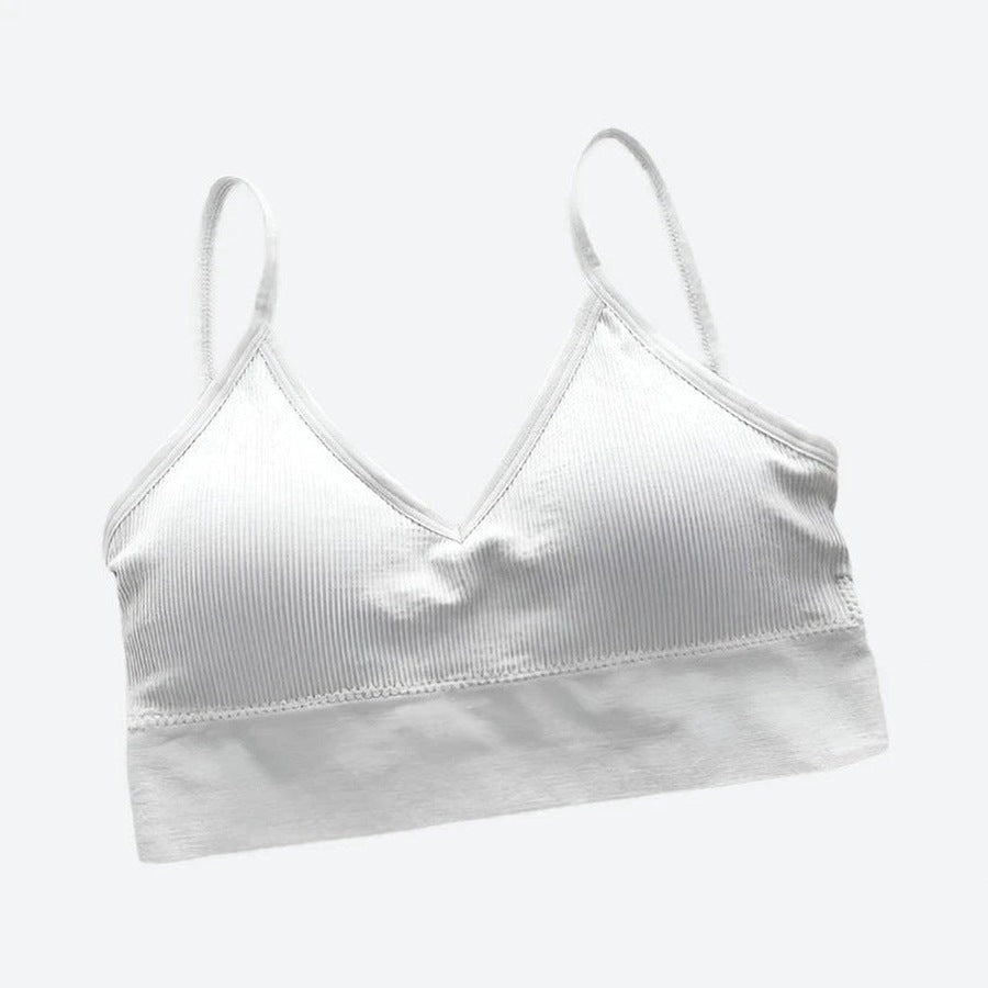 Stylish Ribbed V-Neck Crop Tops