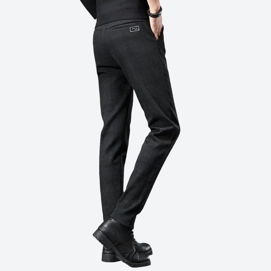 Stylish Slim-Fit Plaid Pattern Pants