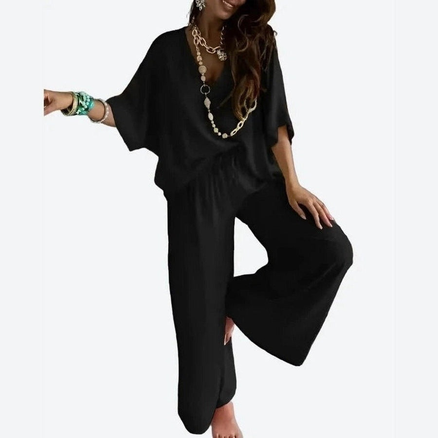 Stylish Wide-Leg Casual Lounge Set