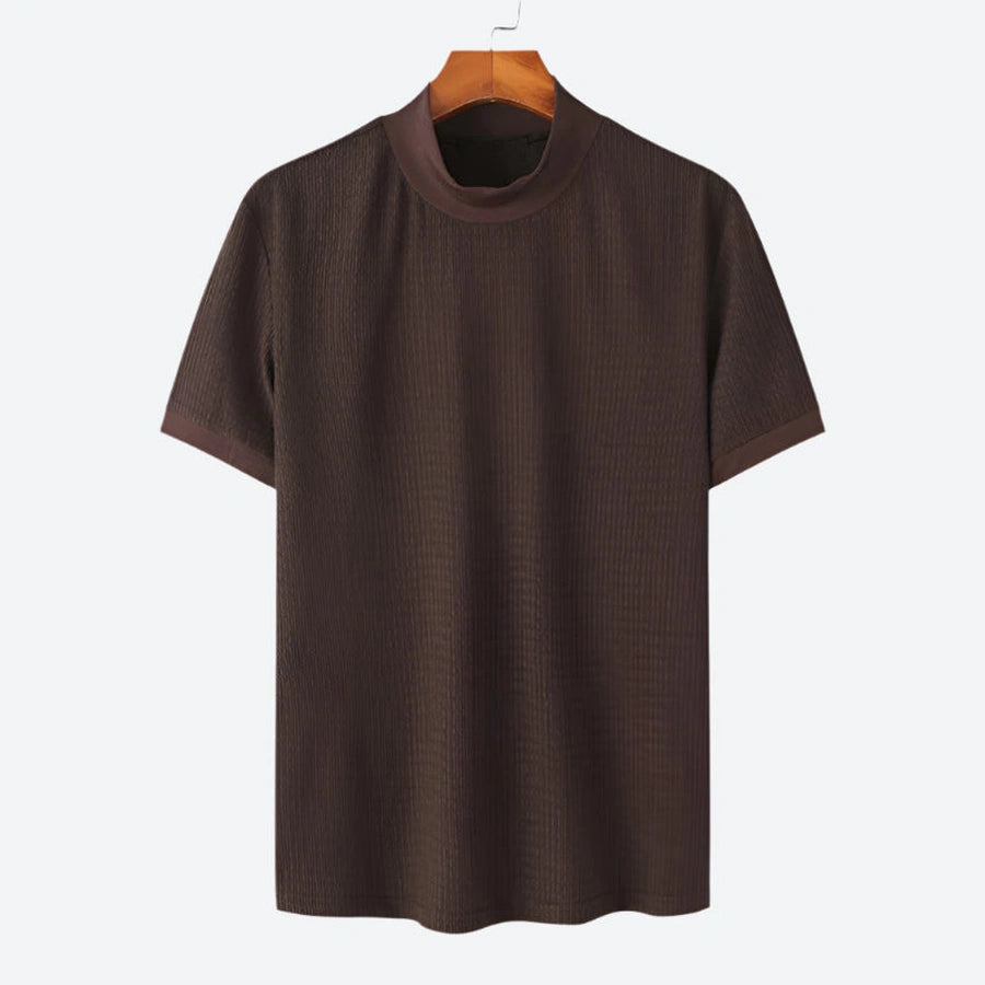 Textured High Neck Short Sleeve T-Shirts