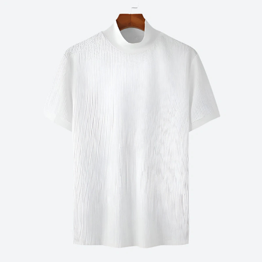 Textured High Neck Short Sleeve T-Shirts