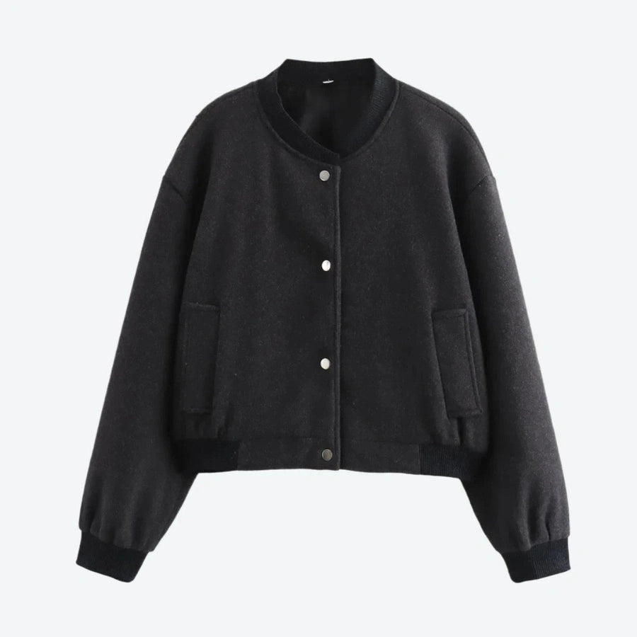 Trendy Button-Up Ribbed Bomber Jackets