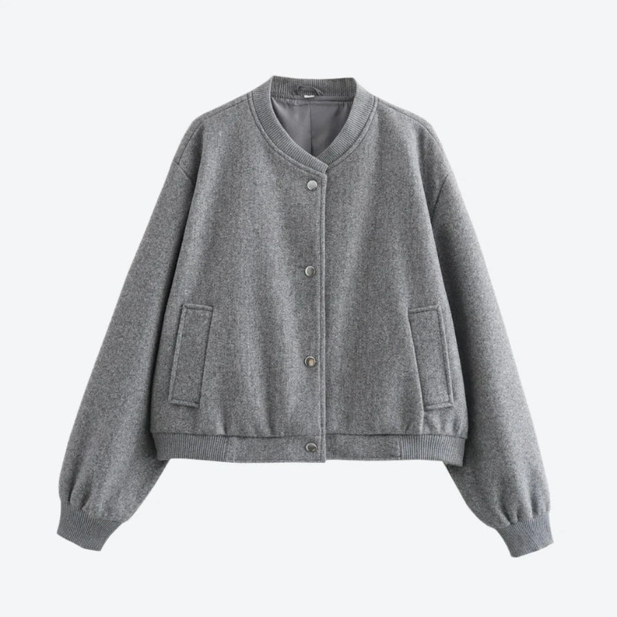 Trendy Button-Up Ribbed Bomber Jackets