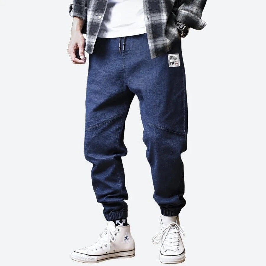 Trendy Elastic Cuff Casual Denim Pants