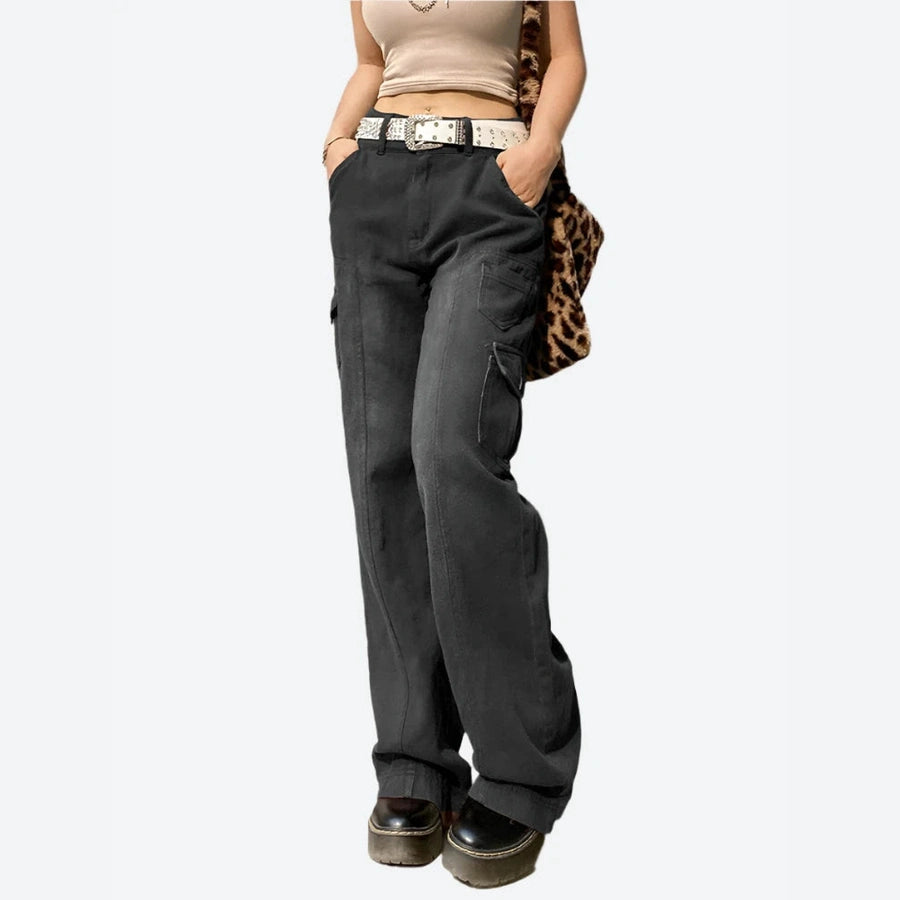 Trendy High-Waist Cargo Pants