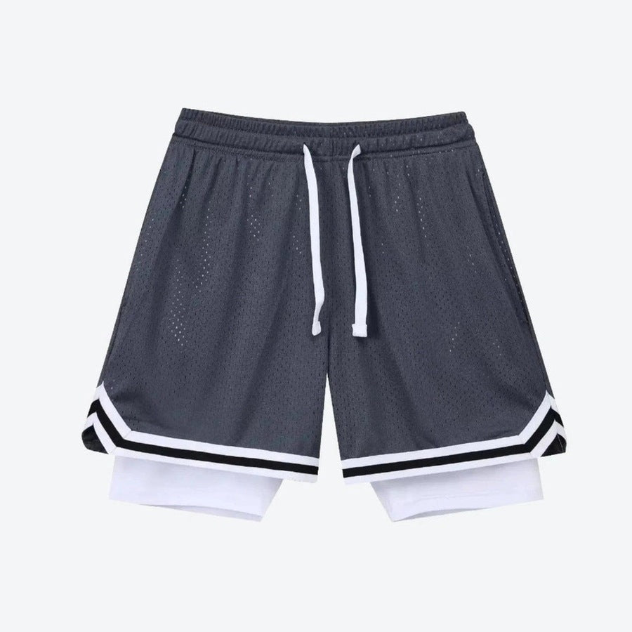 Trendy Two-Layer Basketball Mesh Shorts