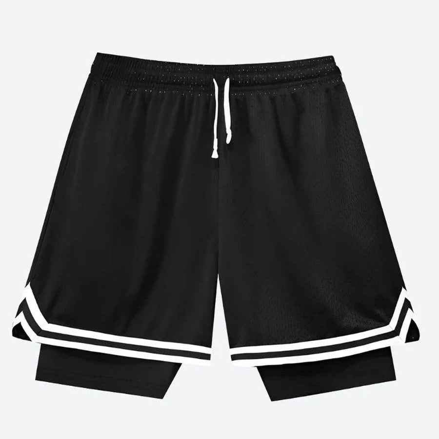 Trendy Two-Layer Basketball Mesh Shorts