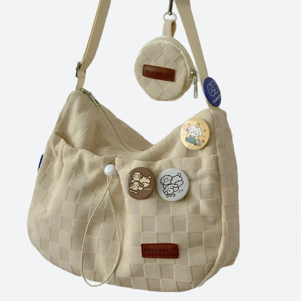 Trendy Woven Canvas Shoulder Tote Bags