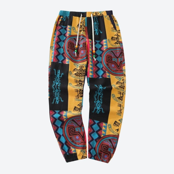 Tribal Print Elastic Waist Casual Joggers