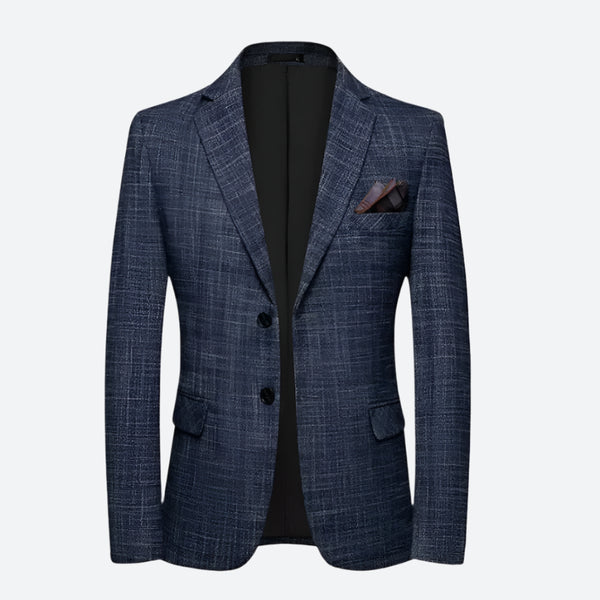 Two-Button Textured Pocket-Square Blazers