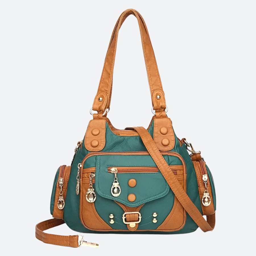 Two-Tone Buckle Detail Shoulder Bags